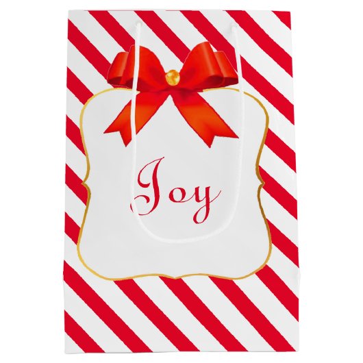 Rode lint en rode witte streep medium cadeauzakje (Achterkant)