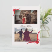 Rode Lint Foto Lijst Vakantie Kaart (Staand voorkant)