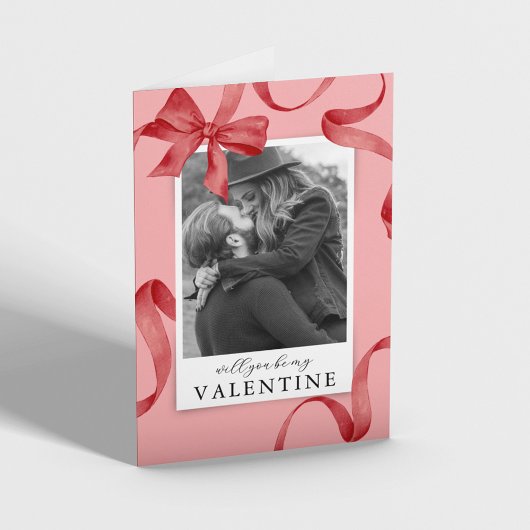 Rode Lint Foto Wees Mijn Valentijn Kaart