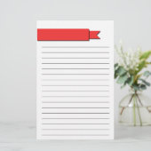 Rode lint gelijnd briefpapier (Staand voorkant)