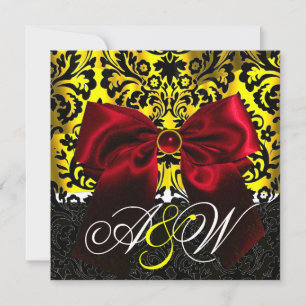RODE LINT GOUD GEEL ZWART DAMAST MONOGRAM KAART