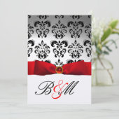 RODE LINT GOUD ZWART DAMAST MONOGRAM KAART (Staand voorkant)