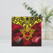 RODE LINT GOUDE KELTEN HART DAMAST MONOGRAM KAART (Staand voorkant)