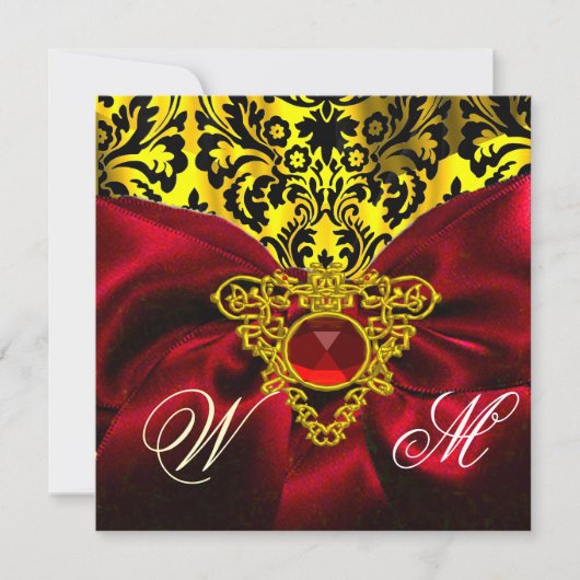 RODE LINT GOUDE KELTEN HART DAMAST MONOGRAM KAART (Voorkant)
