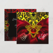 RODE LINT GOUDE KELTEN HART DAMAST MONOGRAMME KAART (Voorkant / Achterkant)