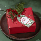 Rode lint groene streep op maat gemaakte Kerstmis Cadeaulabel
