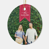 Rode lint | Holiday-foto Keramisch Ornament (Links)