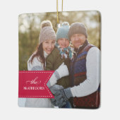 Rode lint | Holiday-foto Keramisch Ornament (Links)