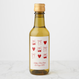 Rode lint kers zoete vrijgezellenfeest cadeautje wijn etiket