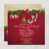 Rode Lint Kerst Ornamenten Vrijgezellenfeest Kaart (Voorkant / Achterkant)