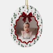 Rode Lint Kinder Foto Kerstboom Ornament (Rechts)