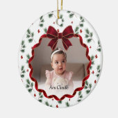 Rode Lint Kinder Foto Kerstboom Ornament (Links)
