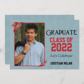 Rode lint klasse van de Uitnodiging van het Afstud (Voorkant / Achterkant)