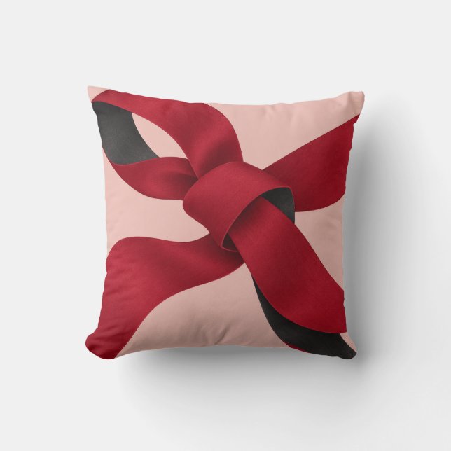 Rode lint knoop roze kussen (Voorkant)