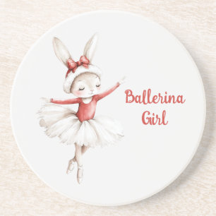 Rode Lint Konijn Ballerina Meisje Zandsteen Onderzetter