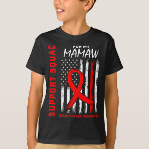 Rode Lint Mama Hartziektebewustzijn Vlag Achterkan T-shirt