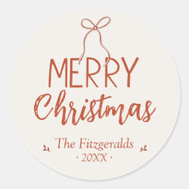 Rode lint Prettig Kerstmis op Maat Ronde Sticker