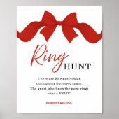 Rode lint ringjacht bruiloft game bord poster (Voorkant)