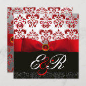 RODE LINT ROBIJN WIT ZWART DAMAST MONOGRAM KAART (Voorkant / Achterkant)