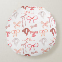 Rode lint ronde nursery/kinderkamer kussen