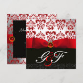 RODE LINT ROOD GOUD ZWART DAMAST MONOGRAM KAART (Voorkant / Achterkant)