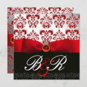 RODE LINT ROZE WIT ZWART DAMAST MONOGRAM KAART (Voorkant / Achterkant)