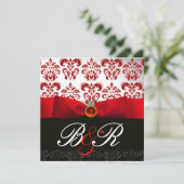 RODE LINT ROZE WIT ZWARTE DAMAST MONOGRAM KAART (Staand voorkant)