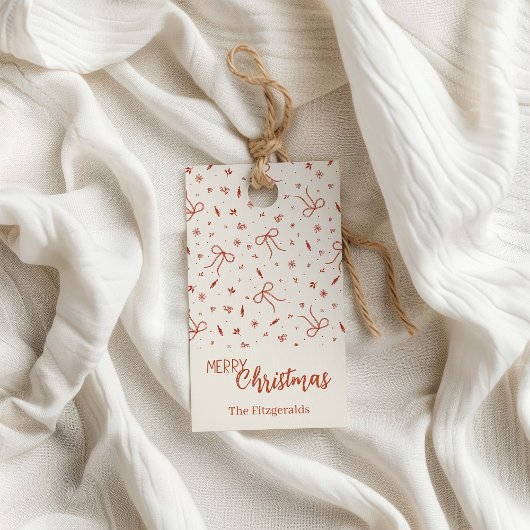 Rode Lint Rustieke Kerst Cadeaublaadjes Cadeaulabel