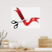 Rode lint snijdend Poster (Keuken)