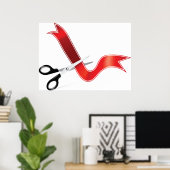 Rode lint snijdend Poster (Thuiskantoor)