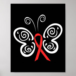 Rode Lint Vlinder Bloedkanker Hiv Aids Bewustzijn Poster