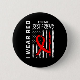 Rode lint voor mijn beste vriend Hartziekte bewust Ronde Button 5,7 Cm