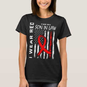 Rode lint voor mijn schoonzoon Hartziekte bewustzi T-shirt