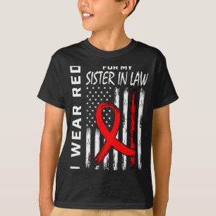 Rode lint voor mijn schoonzuster hartziekte bewust t-shirt