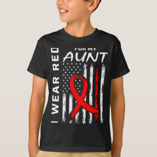 Rode lint voor mijn tante Hartziekte bewustzijn Fl T-shirt