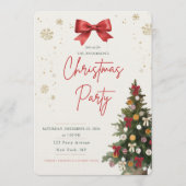 Rode Lint Waterverf Kerstboom Feest Uitnodiging (Voorkant)