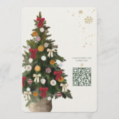 Rode Lint Waterverf Kerstboom Feest Uitnodiging (Achterkant)
