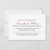 Rode lint winter bruiloftsreceptie kaart (Achterkant)