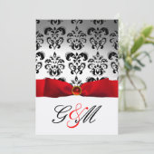 RODE LINT WIT ZWART DAMAST MONOGRAM KAART (Staand voorkant)