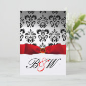 RODE LINT WIT ZWART DAMAST MONOGRAM KAART (Staand voorkant)