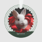 Rode lint witte konijn Kerstboom Ornament (voorkant)