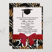 Rode lint Zebra en tijger - Afstuderen Kaart (Voorkant / Achterkant)