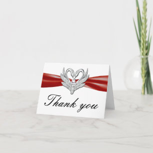 Rode Lint Zilveren Zwanen Dank u kaart