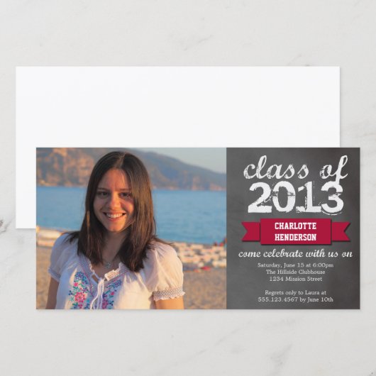 Rode lintbanner schoolbord foto afstuderen (Voorkant / Achterkant)