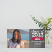 Rode lintbanner schoolbord foto afstuderen (Staand voorkant)