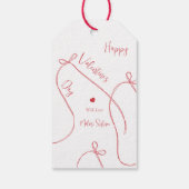 Rode lintbogen – Modern Gelukkig Valentijnsdag Cadeaulabel (Achterkant)