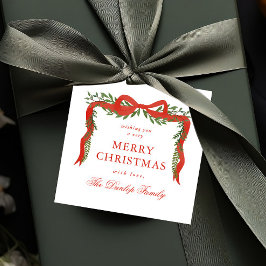 Rode lintboog groene kerstcadeautags bedankjes labels