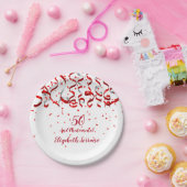 Rode linten en verjaardagsfeestje in Confetti Papieren Bordje (Feest)