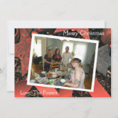Rode linten en Wood Stars Country Christmas Foto Feestdagenkaart (Voorkant)
