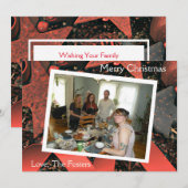 Rode linten en Wood Stars Country Christmas Foto Feestdagenkaart (Voorkant / Achterkant)